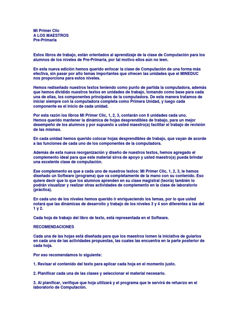 Mi Primer Clic 1ro de Primarria | PDF | Programa de computadora ...