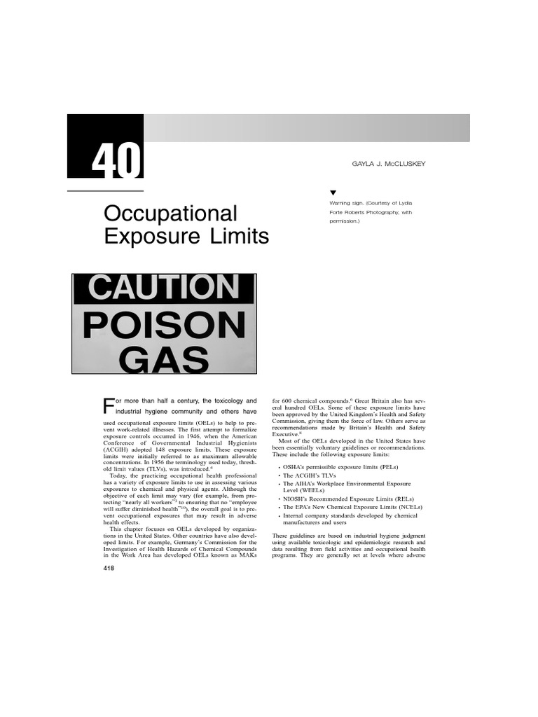 Occupational Exposure Limits PDF Occupational Hygiene