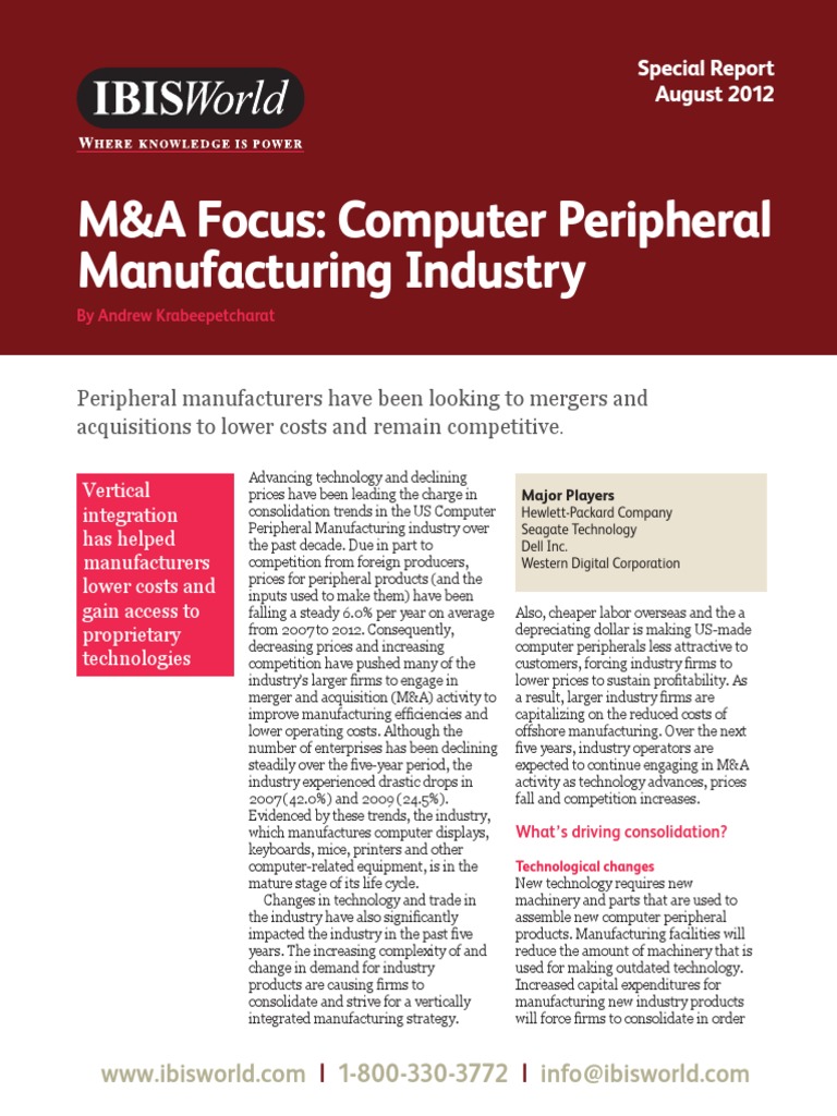 MA Focus - Computer Peripheral Manufacturering Industry | PDF