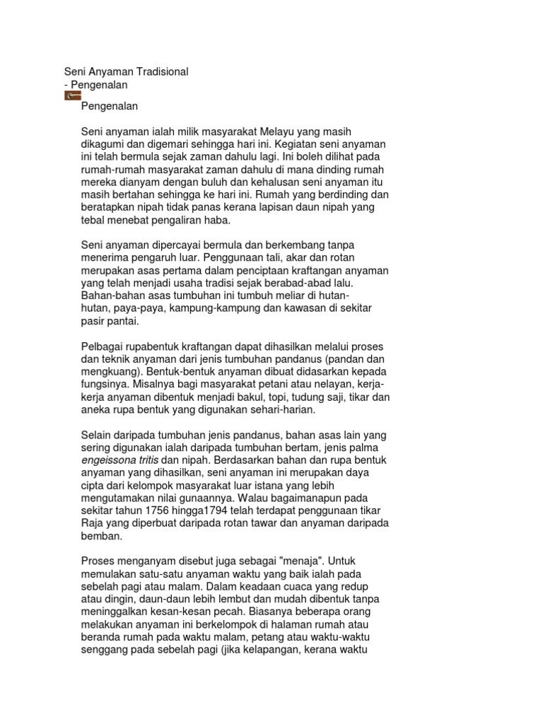 Seni Anyaman Tradisional Pdf