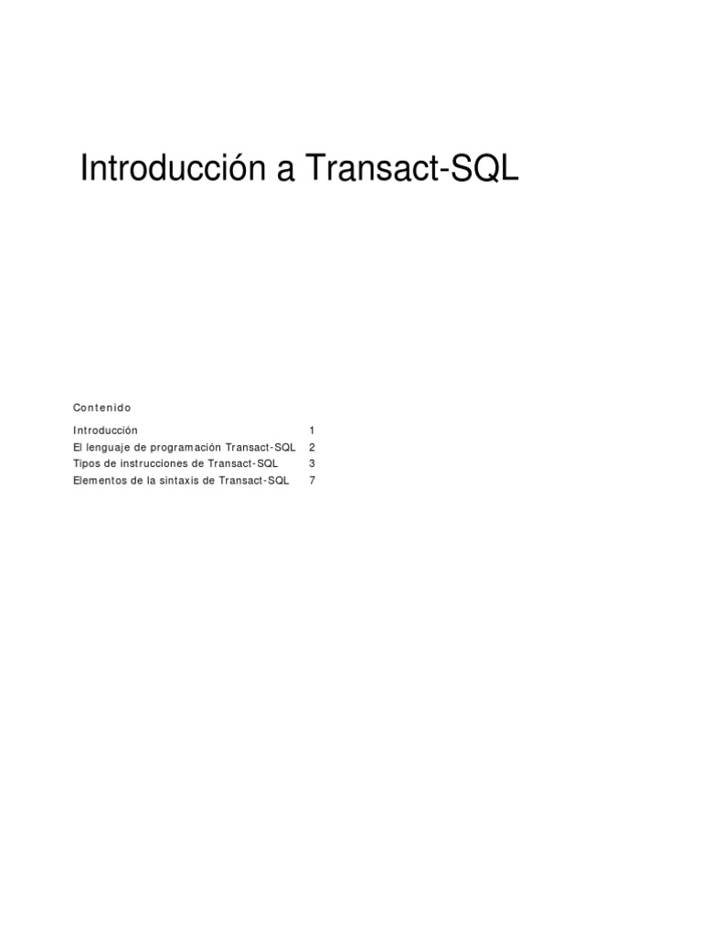 Introduccion A Transact-SQL | PDF | Servidor SQL de Microsoft | SQL