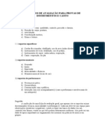 Critérios de Avaliação para Provas de Instrumentos e Canto