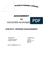 Disaster Management Nursing Assignment