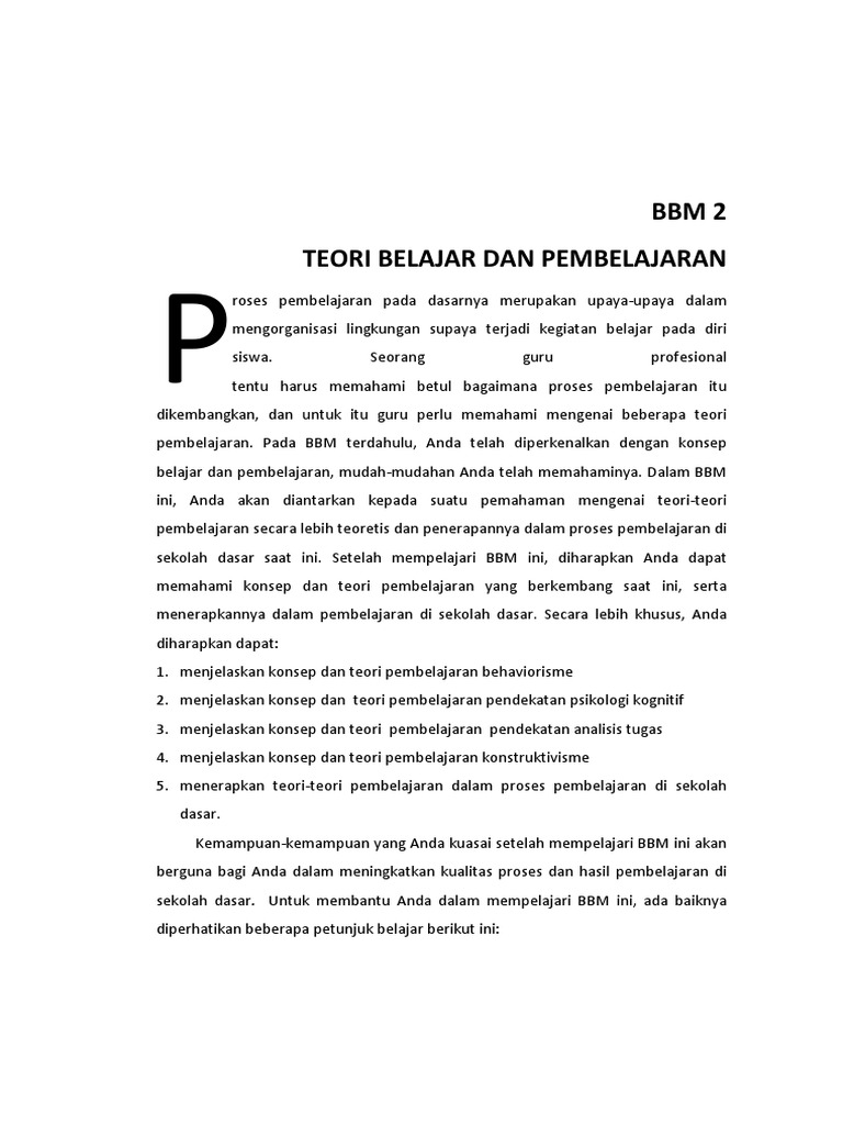 Teori Belajar Behaviorisme Kognitivisme Konstrukivisme Upi