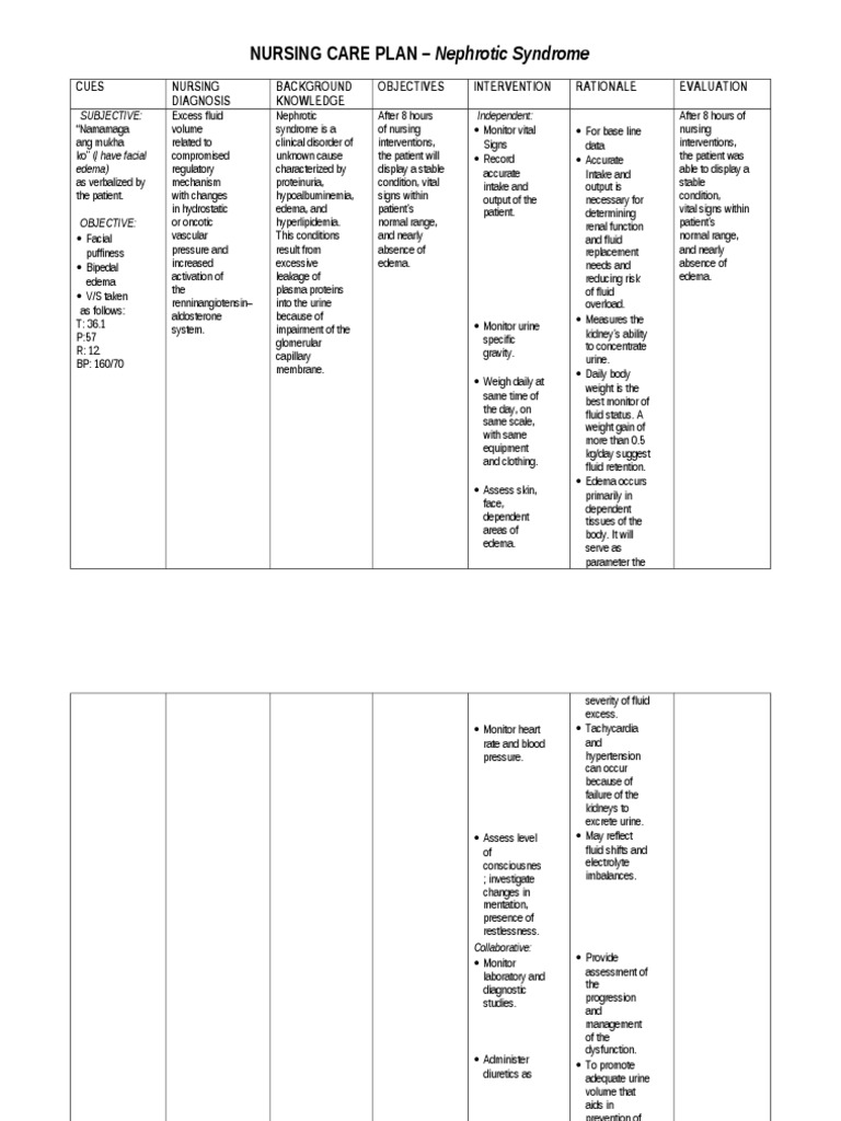 Ncp Nephrotic Syndrome Edema Kidney