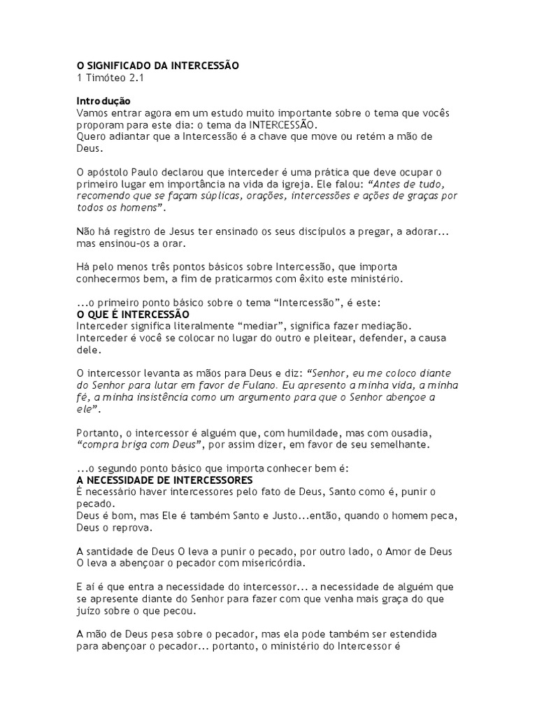 O Significado Da Intercessão | PDF | Oração | Santo
