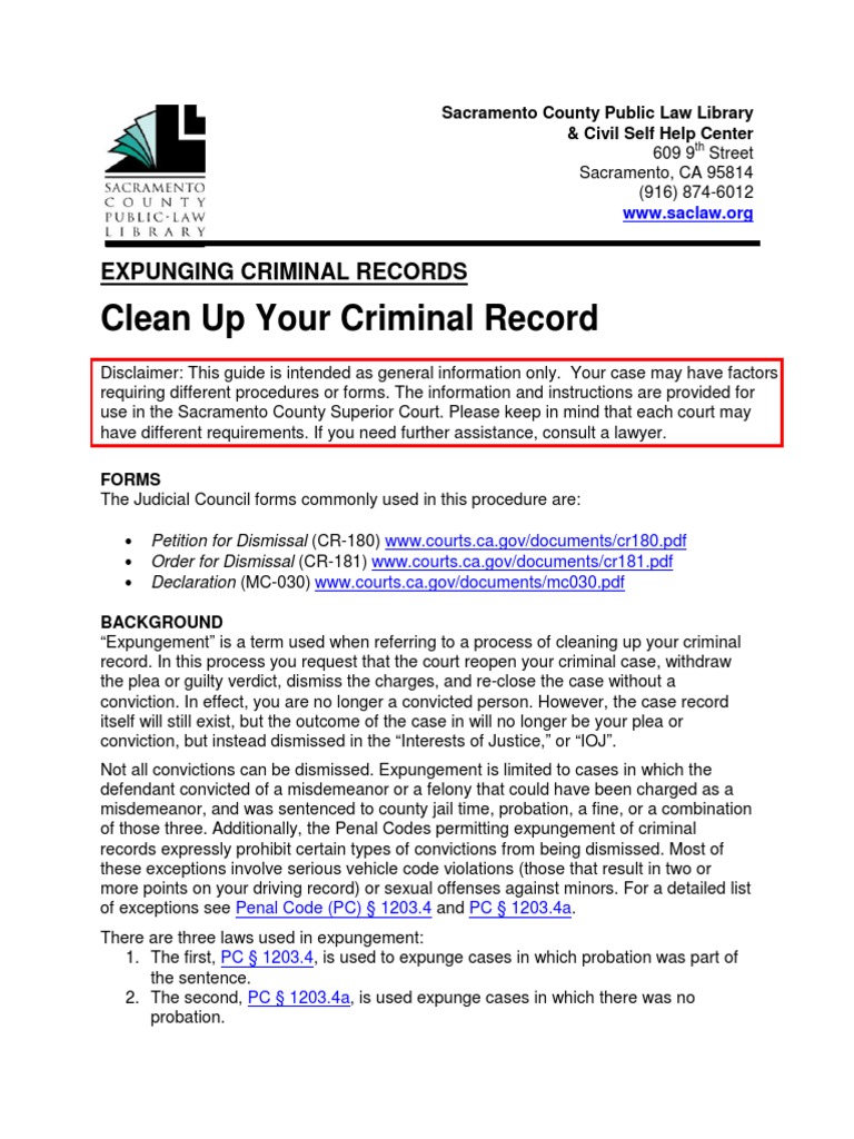 Guide to Expunging Criminal Records | PDF | Criminal Record | Probation