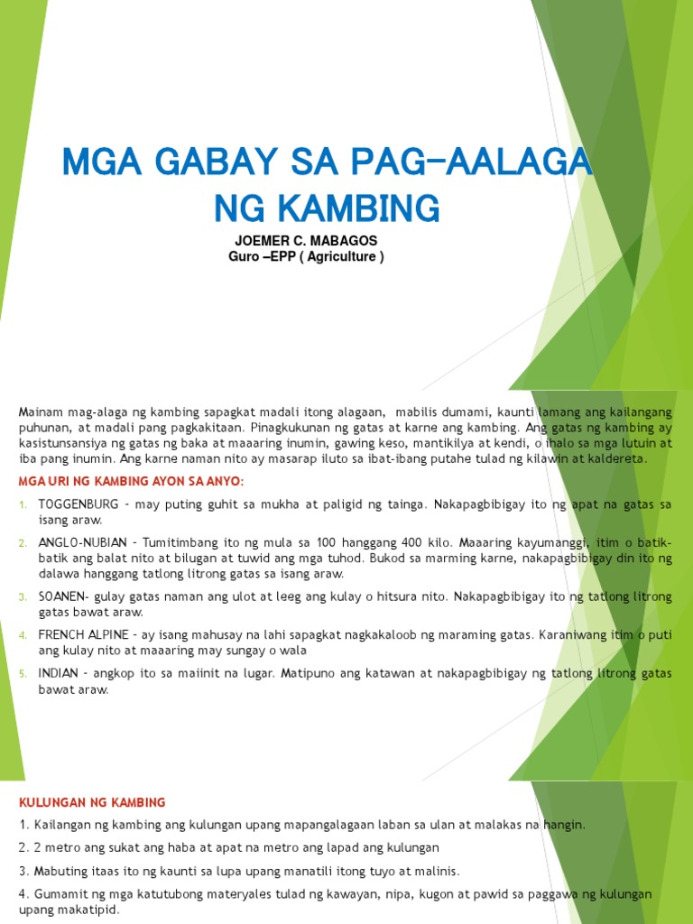 Mga Gabay Sa Pag-Aalaga Ng Kambing