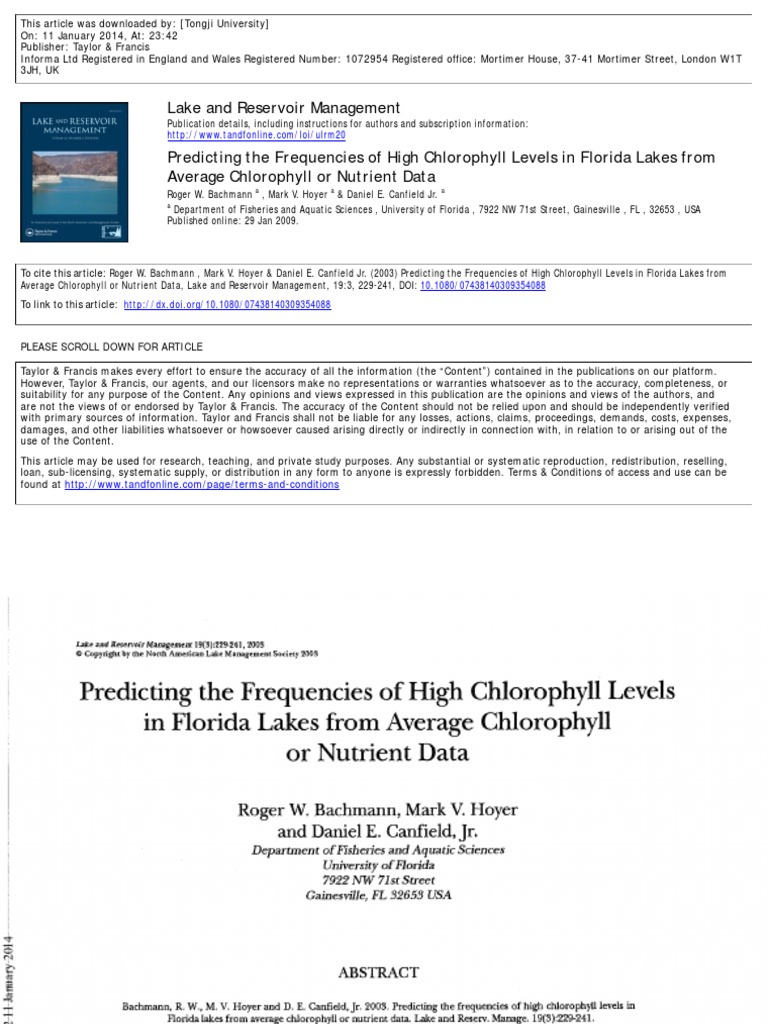 Predicting Chlorophyll Levels in Florida Lakes | PDF | Common Law | Justice