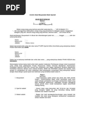 Contoh Akad Musyarakah Bank Syariah