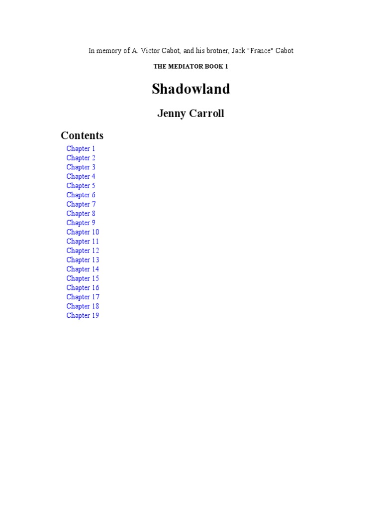 Meg Cabot The Mediator 01 Shadowland PDF Nature Leisure