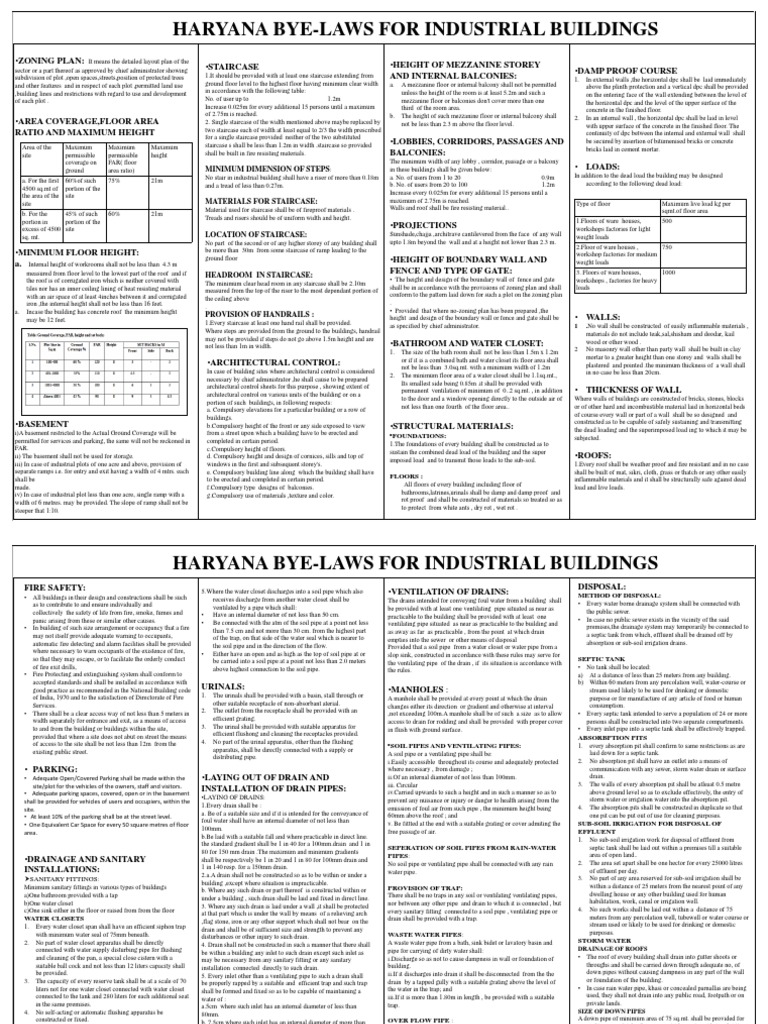 Haryana Industrial Building Bye-Laws | PDF | Stairs | Wall