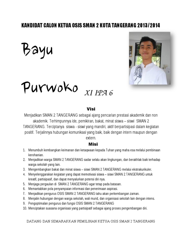 10 Ide Contoh Visi Misi Ketua Osis Smp The Light Of Karen