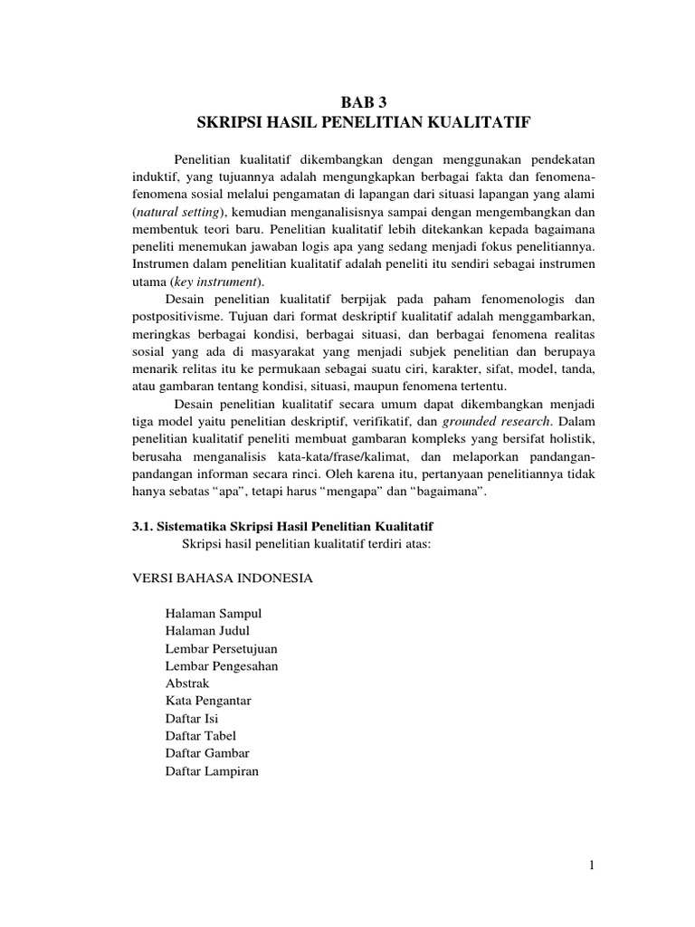 Isi Karya Ilmiah Penelitian Kualitatif