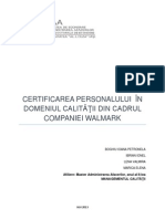 Certificarea Personalului in Domeniul Calitatii Din Cadrul Companiei Walmark