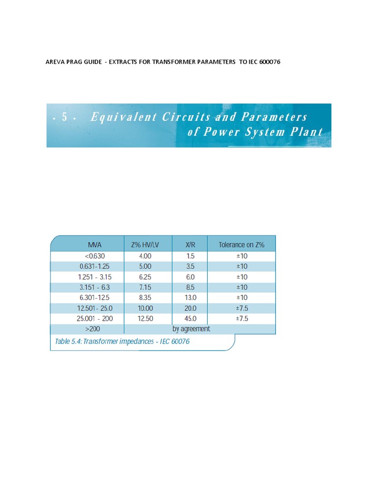 AREVA Transformer Parameters Guide PDF