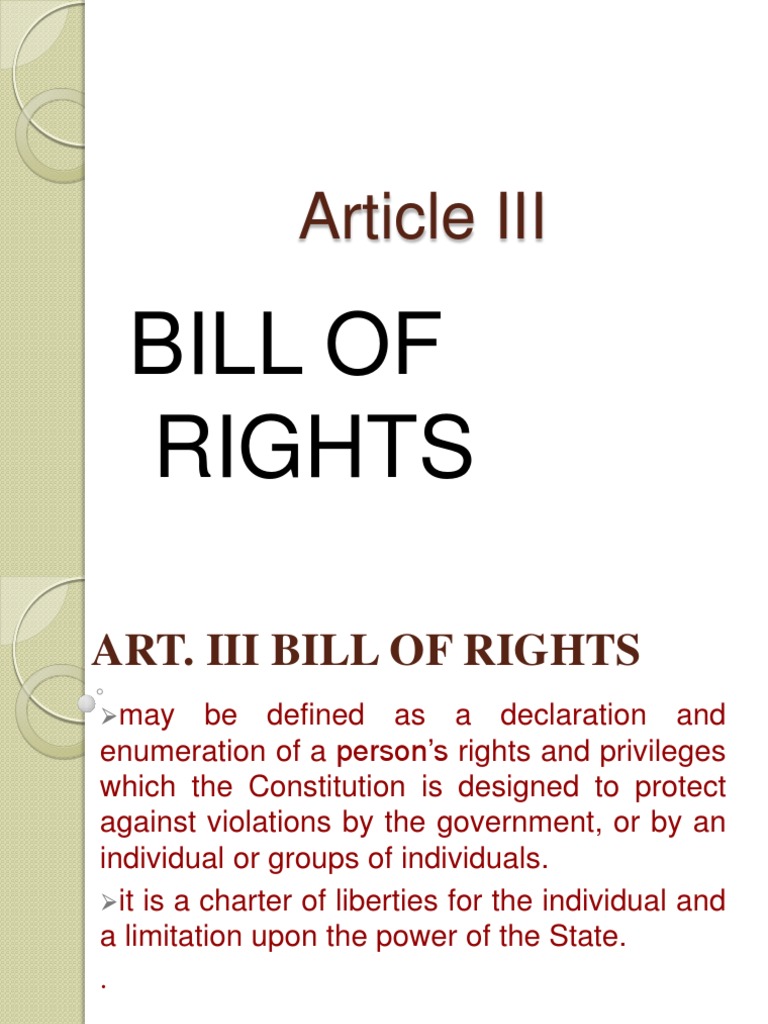 Summary of Article III Bill of Rights | PDF | Search And Seizure | Bail