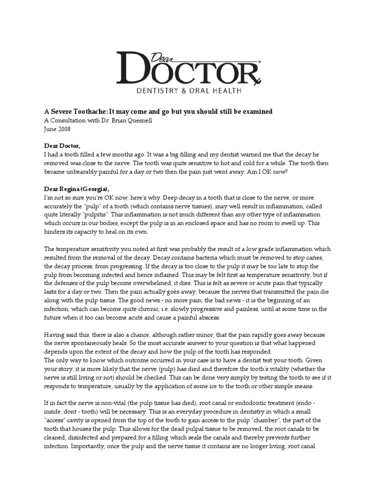 09 Dear Doctor PDF Dentistry Clinical Medicine