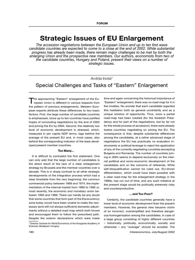 EU Enlargement: Strategic Challenges | PDF | Enlargement Of The ...