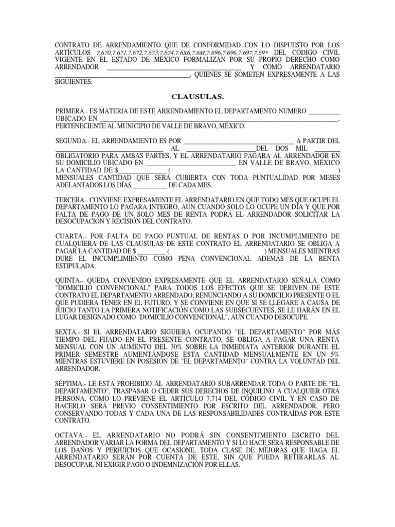 CONTRATO DE ARRENDAMIENTO QUE DE CONFORMIDAD CON LO