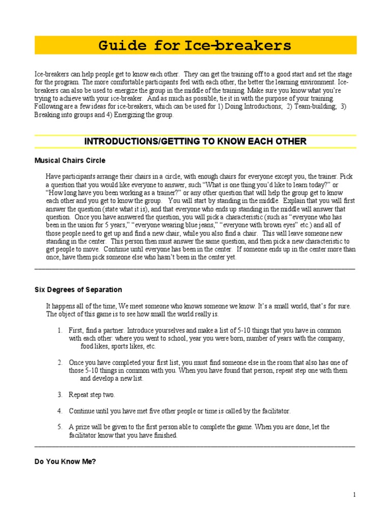 Guide For IceBreakers PDF