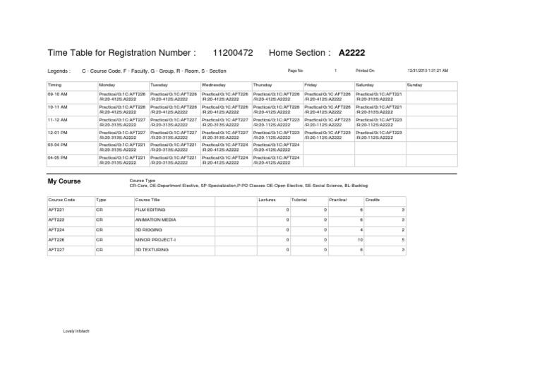 R PT Timetable Student | PDF | Science & Mathematics | Computers