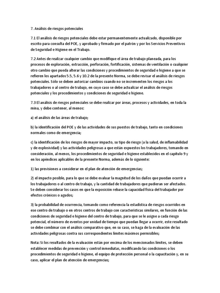 Análisis de Riesgos Potenciales NOM 023 | PDF | La seguridad | Riesgo