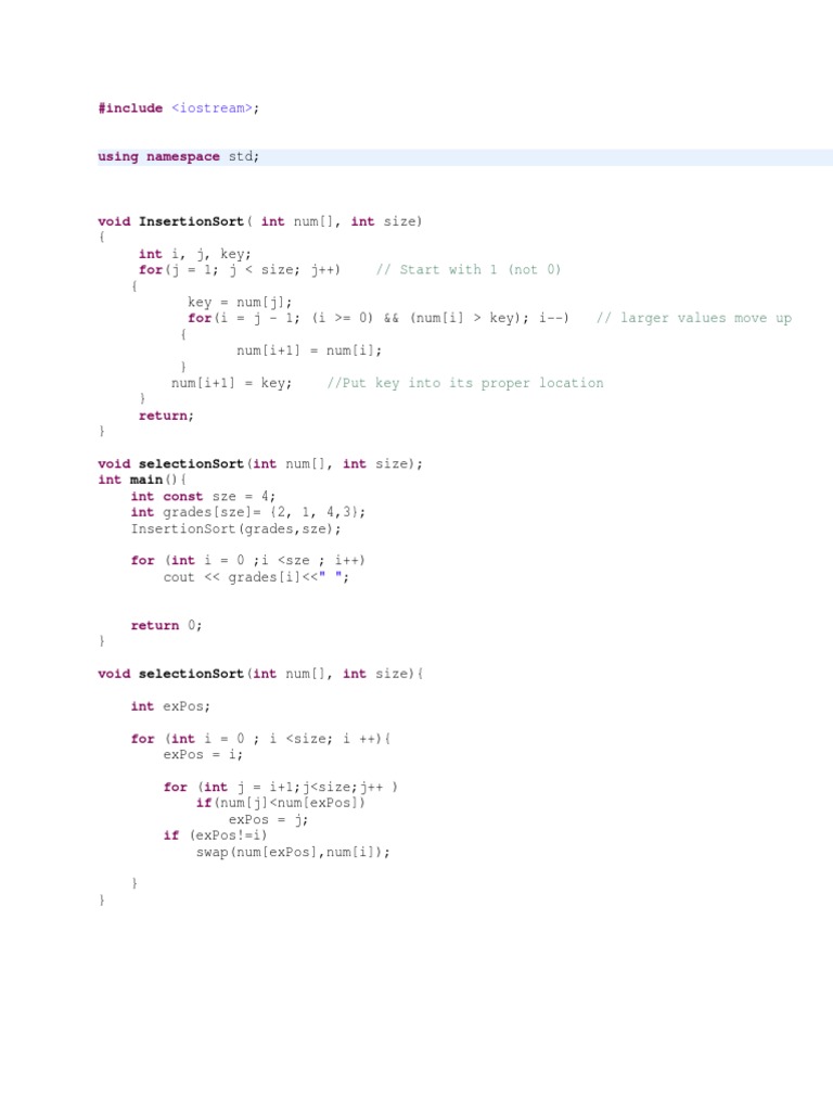 C++ Sorting Algorithms Guide | PDF