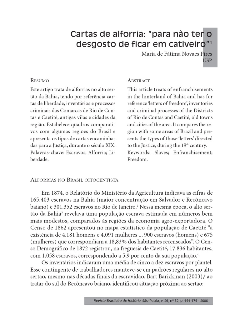 Cartas de Alforria | PDF | Escravidão | Amor