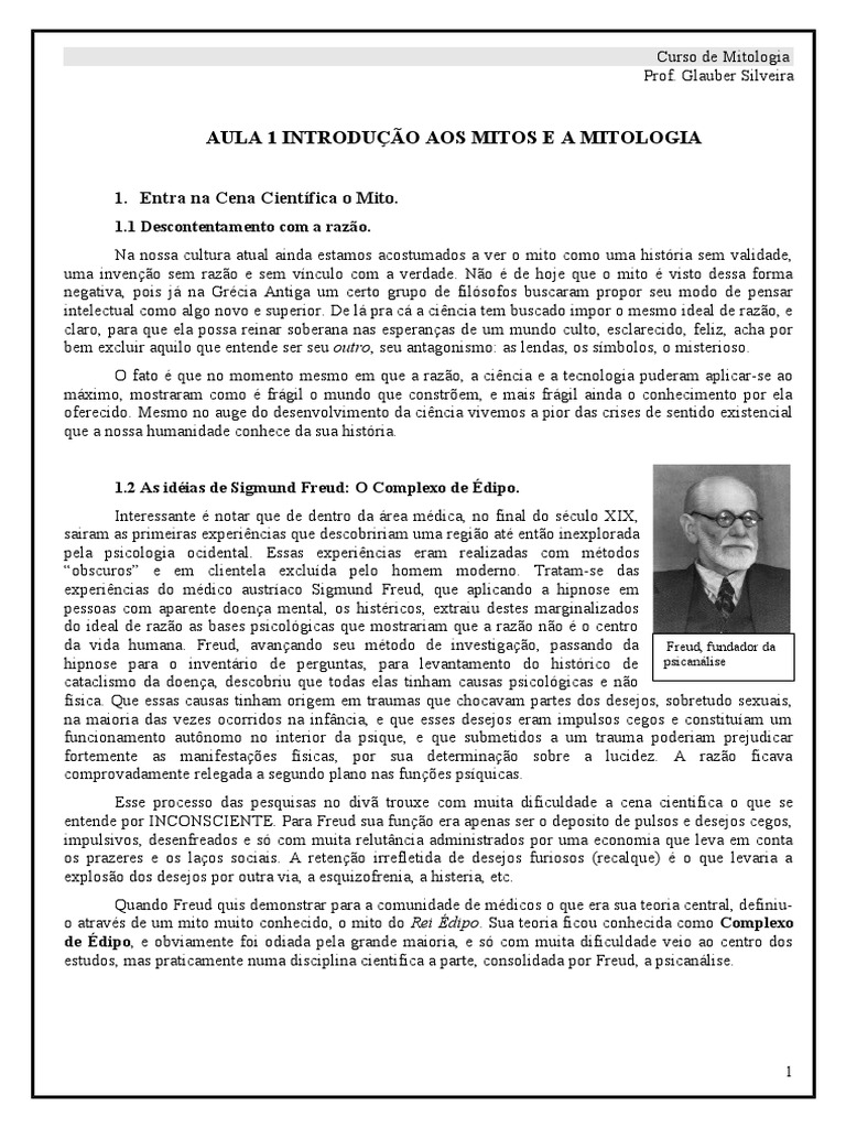 Apostila Do Curso de Mitologia | PDF | Mitologia grega | Sigmund Freud