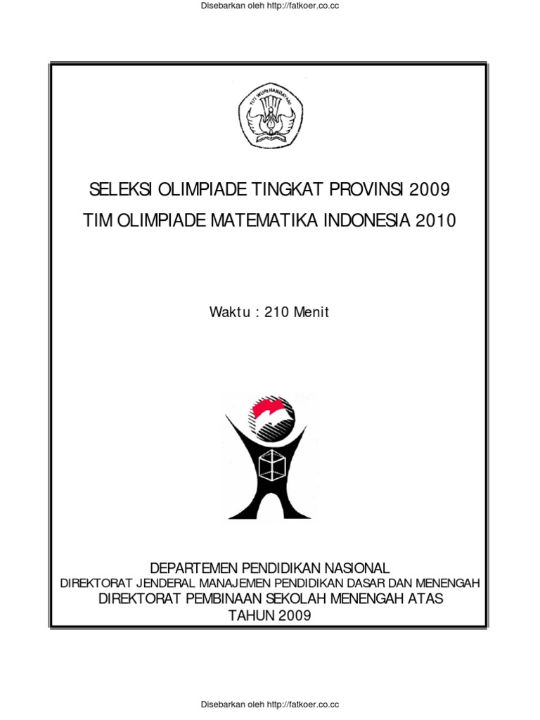 Soal Olimpiade Matematika Sma Provinsi 09