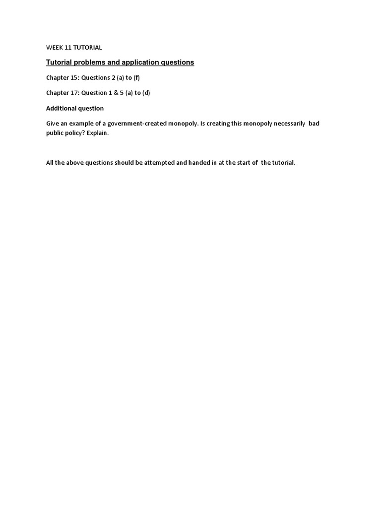 Tutorial Problems and Application Questions | PDF