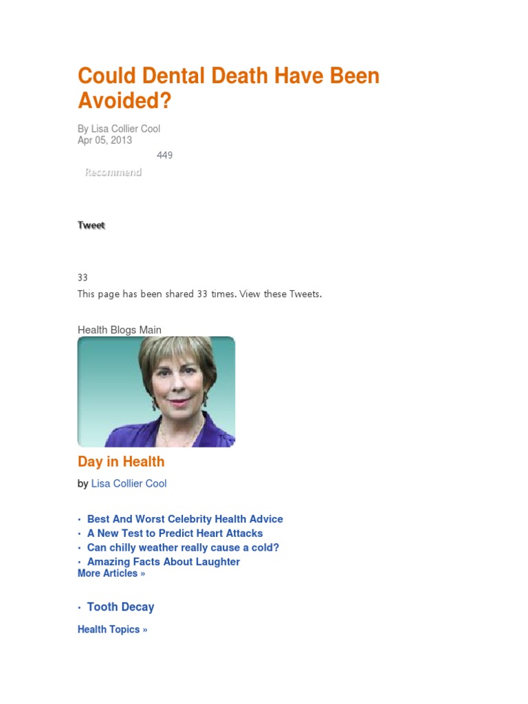 Could Dental Death Have Been Avoided PDF Anesthesia Surgery