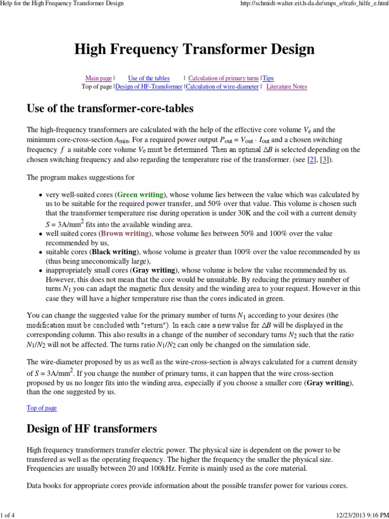 Help For The High Frequency Transformer Design PDF Transformer