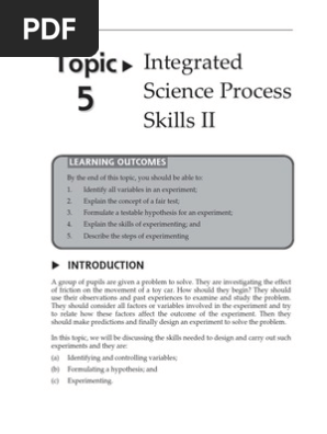 Topic 5 Integrated Science Process Skills Ii Pdf Experiment Hypothesis