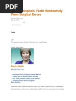 Study - Hospitals Profit Handsomely From Surgical Errors