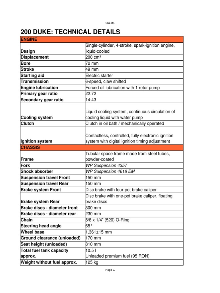 ktm duke 200 specs 2020