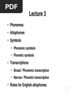 Phonemes - Allophones - Symbols