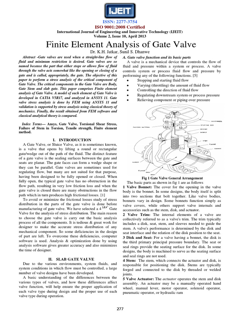 Finite Element Analysis of Gate Valves | PDF | Valve | Finite Element ...