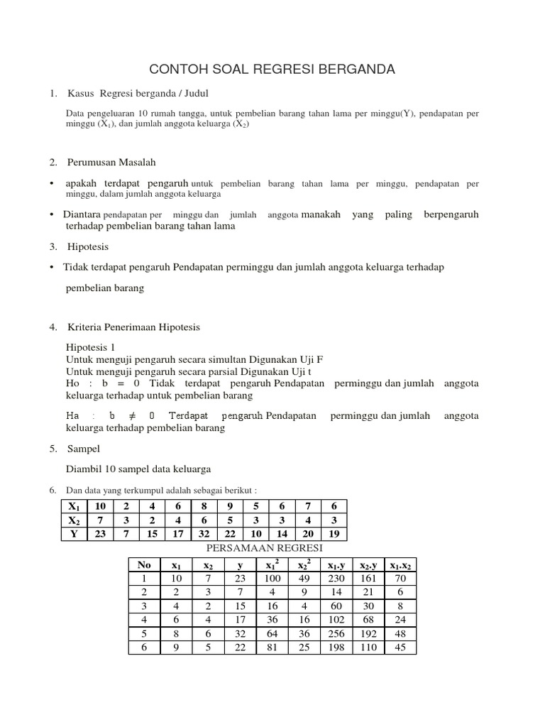 Contoh Soal Regresi Berganda