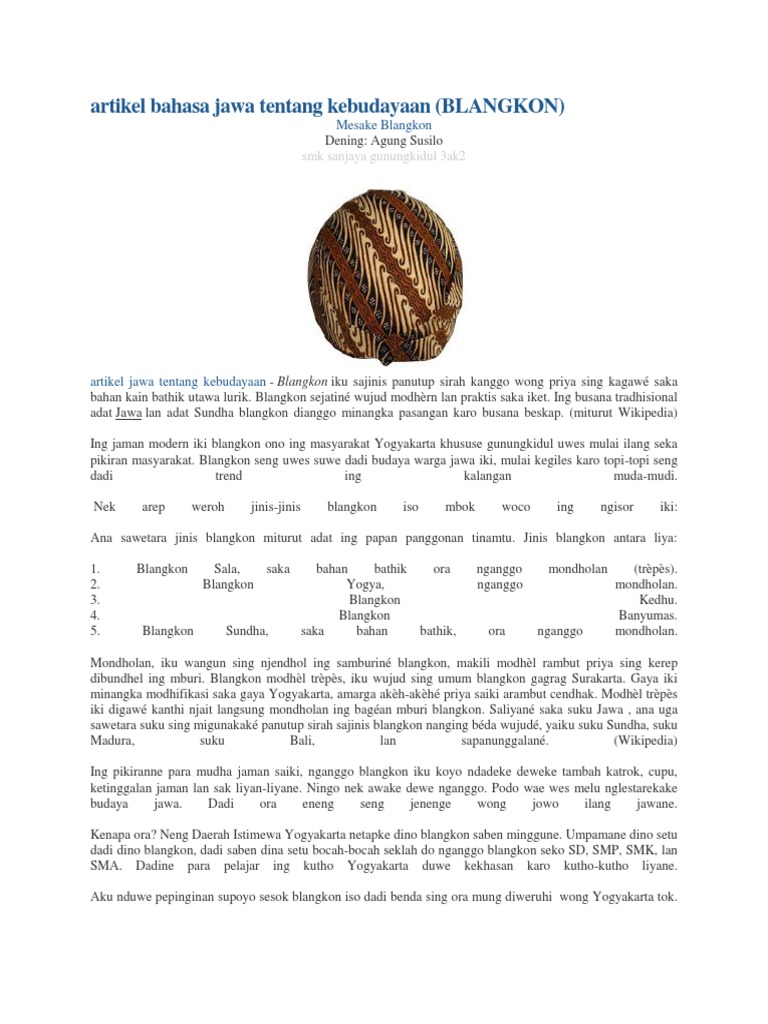 Artikel Bahasa Jawa Tentang Kebudayaan Artikel Bahasa Jawa Tentang Kebudayaan
