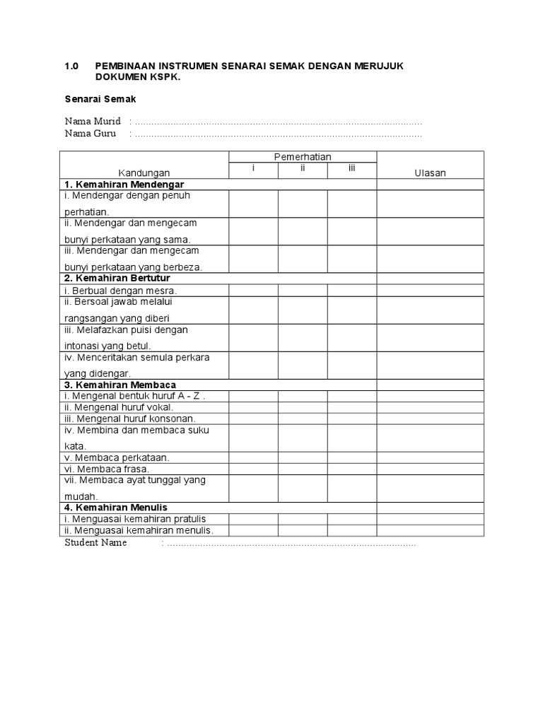 Senarai Semak Instrumen