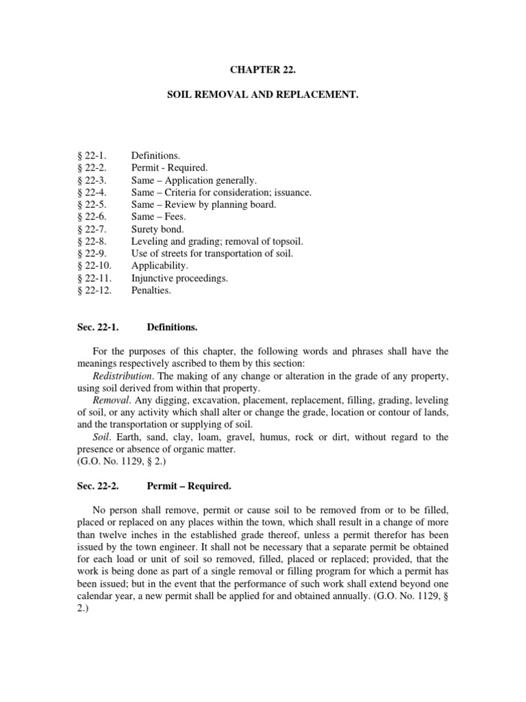 Soil Removal and Replacement Permits | PDF | Soil | Government