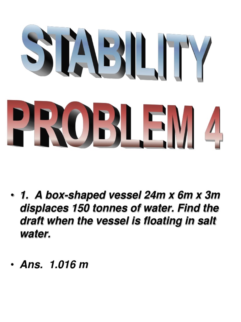 Box-Ship Stability Calculations | PDF | Buoyancy | Density