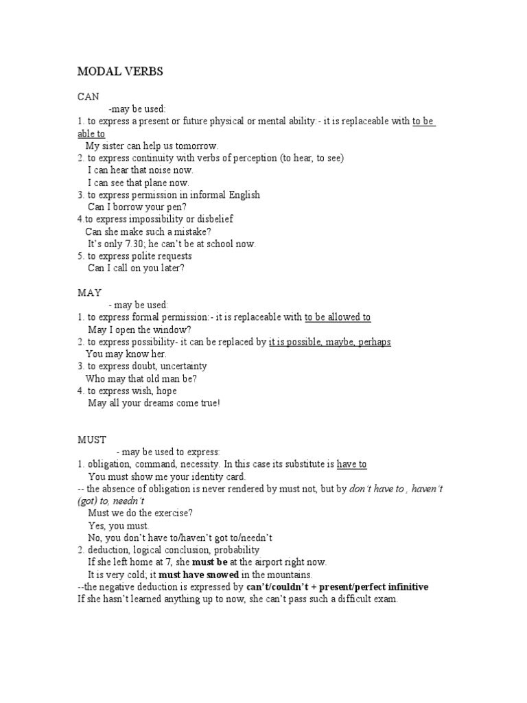 Understanding Modal Verbs Usage | PDF