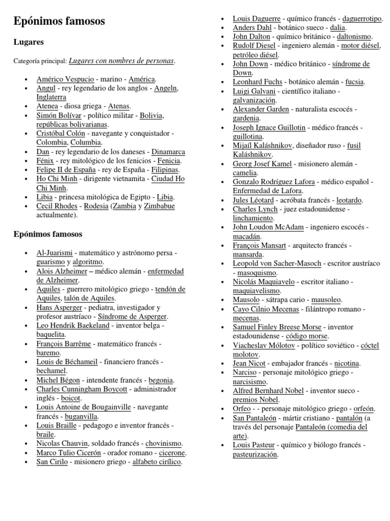 Epónimos Famosos | PDF