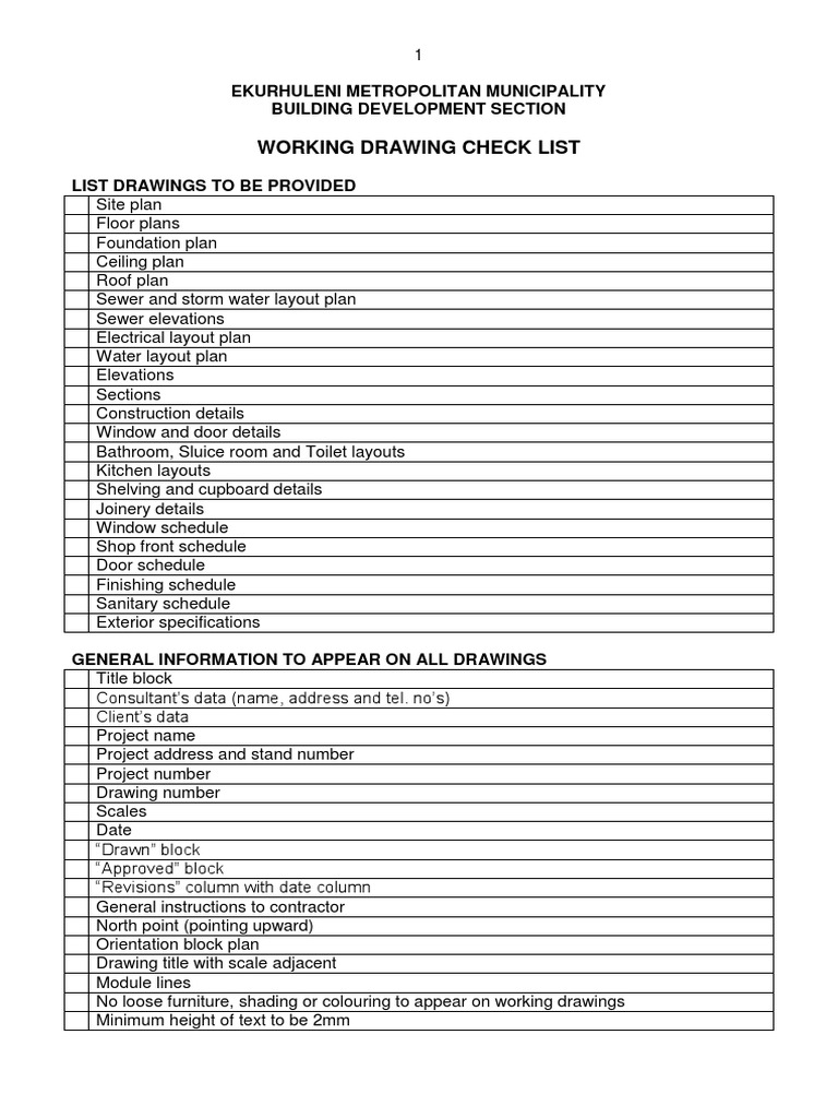Working Drawing Check List | Door | Framing (Construction)