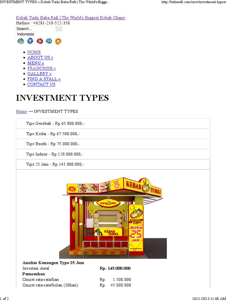 Franchise Investment Overview | PDF | Business | Cooking, Food & Wine