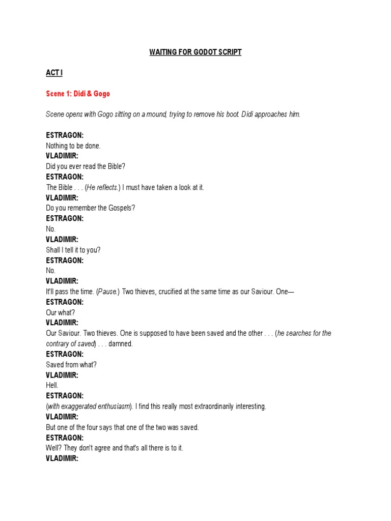 Waiting for Godot Text Act 2 PDF – A Deeper Dive into Existentialism