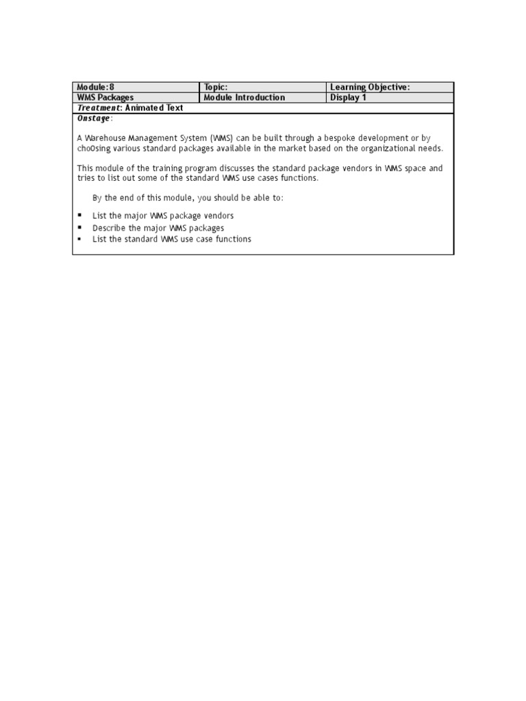 Treatment: Animated Text Onstage:: Topic: Learning Objective: WMS ...